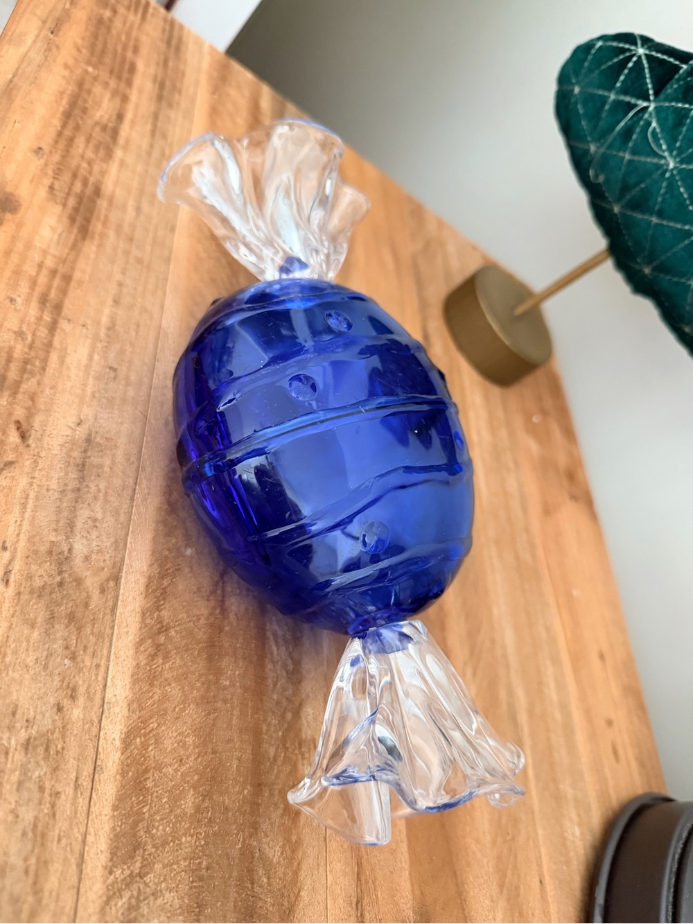 Vintage Blue Acrylic Candy-Shaped Decorative Trinket Box Opens 9inches